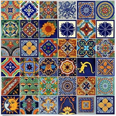 Color y Tradicion 100 Mexican Ceramic Tiles Handmade Talavera Tiles