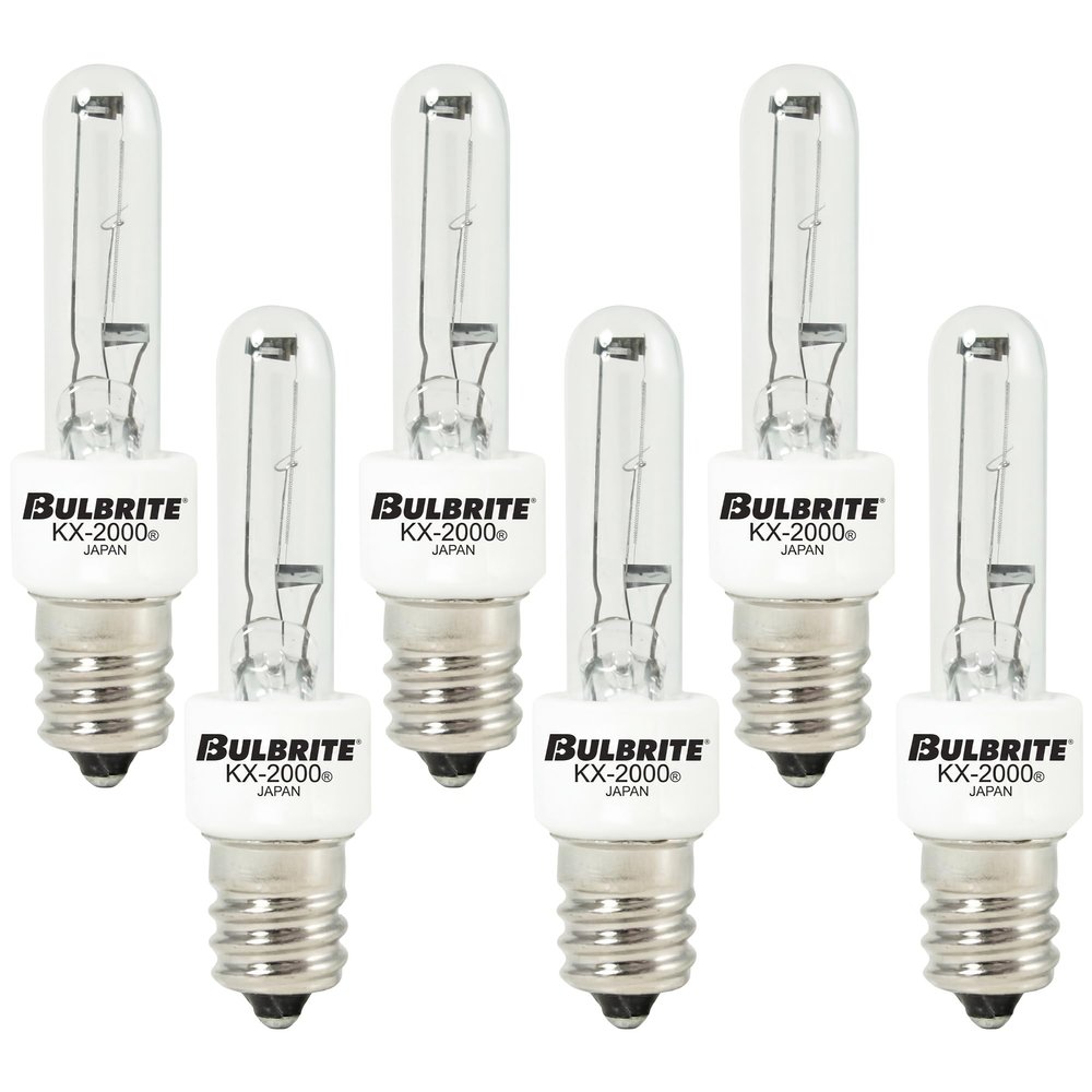 Bulbrite KX60CL/E12 60-Watt Dimmable KX-2000 Krypton/Xenon T3, Candelabra Base, Clear [6 Pack]