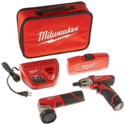 MILWAUKEE ELEC TOOL 2482-22 M12 12V Cordless Lithium-Ion 2 Tool Combo Kit with Bit Set