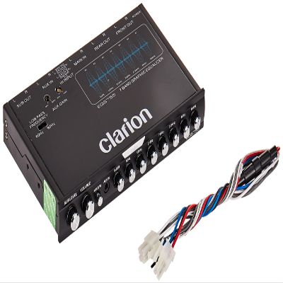 Clarion EQS755 7-Band Car Audio Graphic Equalizer with Front 3.5mm Auxiliary Input, Rear RCA Auxiliary Input and High Level Speaker Inputs, BLACK