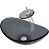 Novatto BIGIO Glass Vessel Bathroom Sink Set, Brushed Nickel/Smoke Glass view 1