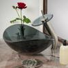 Novatto BIGIO Glass Vessel Bathroom Sink Set, Brushed Nickel/Smoke Glass view 2
