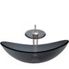 Novatto BIGIO Glass Vessel Bathroom Sink Set, Brushed Nickel/Smoke Glass view 3