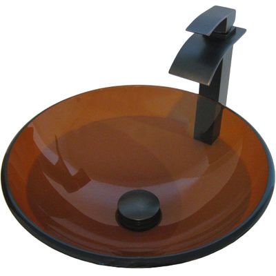 Novatto TY Glass Vessel Bathroom Sink Set, Oil Rubbed Bronze