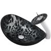 Novatto TARTARUGA Oval Glass Vessel Bathroom Sink, Chrome Faucet and Pop-up Drain, NSFC-0128031001CH view 1