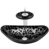 Novatto TARTARUGA Oval Glass Vessel Bathroom Sink, Chrome Faucet and Pop-up Drain, NSFC-0128031001CH view 2