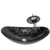 Novatto TARTARUGA Oval Glass Vessel Bathroom Sink, Chrome Faucet and Pop-up Drain, NSFC-0128031001CH view 4