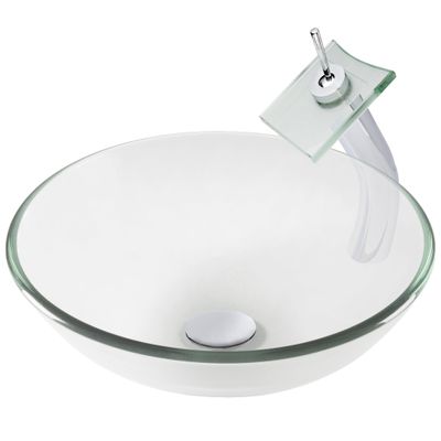 Novatto BONIFICARE Glass Vessel Bathroom Sink Set, Chrome