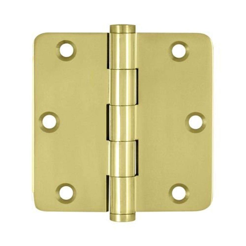 Deltana DSB35R43 Solid Brass 3 1/2-Inch x 3 1/2-Inch x 1/4-Inch Radius Hinge