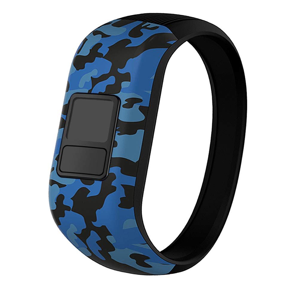 iBREK Bands for Garmin Vivofit jr/jr 2/3, Silicon Stretchy Replacement Watch Bands for Kids Boys Girls Small Large(No Tracker)-Small,Blue Camo