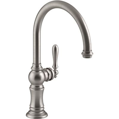 Kohler K-99263-VS Artifacts Single-Hole Kitchen Sink Faucet with 14-11/16-Inch Swing Spout and Arc Spout Design, Vibrant Stainless
