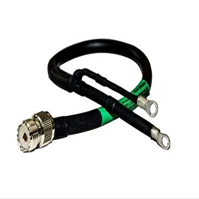 GigaParts 3.0' RG213/U 50 Ohm Coax with SO-239 Connector to Ring Terminals, Split 4" with Weather Proof Heat Shrink Tubing