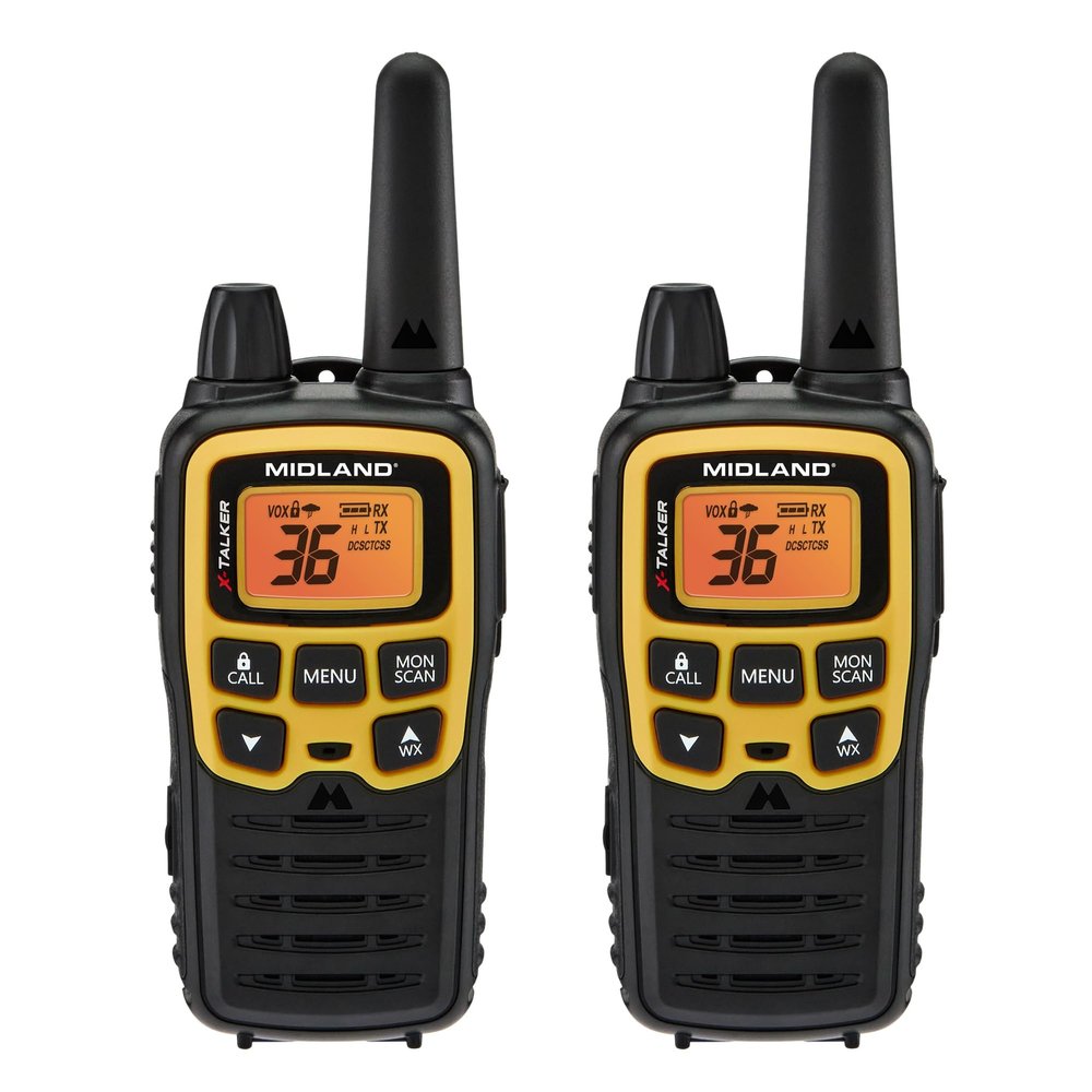 Midland - T61VP3 X-TALKER - Two-Way Radio - 36 Channel FRS- Long Range Walkie Talkie, 121 Privacy Codes, & NOAA Weather Scan & Alert Black/Yellow, 2-Pack