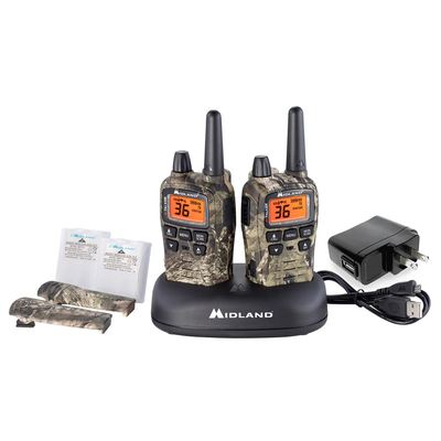 Midland - T75VP3 - 36 Channel FRS Two-Way Radio - Long Range Walkie Talkie, 121 Privacy Codes, & NOAA Weather Scan + Alert - Mossy Oak Camo - Set of 2