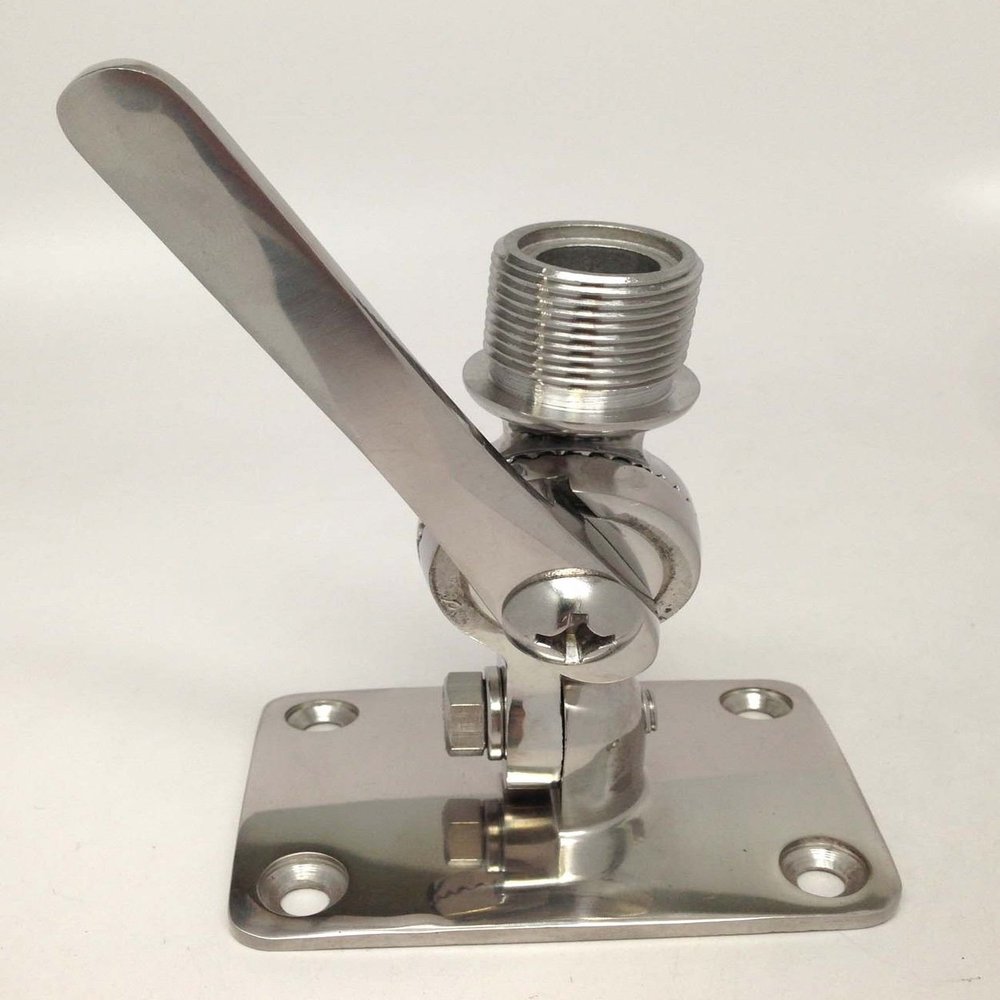 Marine Boat Stainless Steel 316 Ratchet Mount Antenna Base Flag Pole Socket