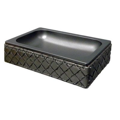 Gedy Marrakech Faux Leather Soap Dish, Old Silver