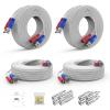 ANNKE 30M/100ft BNC Cable, Video Power Extension Surveillance Camera Cables for CCTV Security DVR System Installation, Free 8X BNC Connectors and 100pcs Cable Clips Included, 4 Pack, White view 1