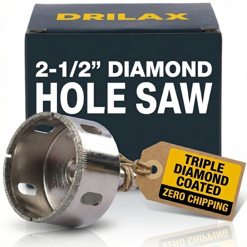 Drilax 2-1/2 Inch Diamond Hole Saw for Faucet & Drain Installs