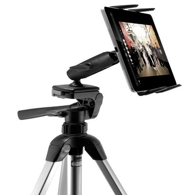 ARKON Mounts Slim-Grip Tripod Tablet Mount with 3.75" Shaft | Universal Tablet Fit | Camera Mount Adapter | 360 Adjustable Angle | Compatible with iPad, Samsung, Google, Huawei, and more | TABRMTRI