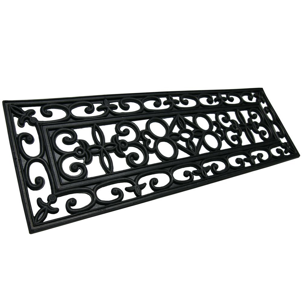 Rubber-Cal 6-Piece Regal Stair Treads Rubber Step Mats, 9.75 by 29.75-Inch, Black