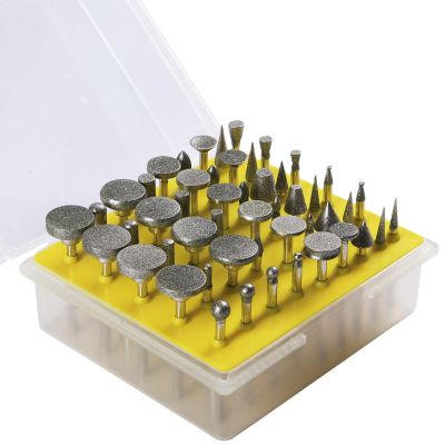 Drilax 50 Pieces Diamond Rotary Tool Bits Precision Stone Carving Tools 120 Grit Rock Carving Tools for Stones Rock Engraving Bits Compatible with Dremel Engraving Bits