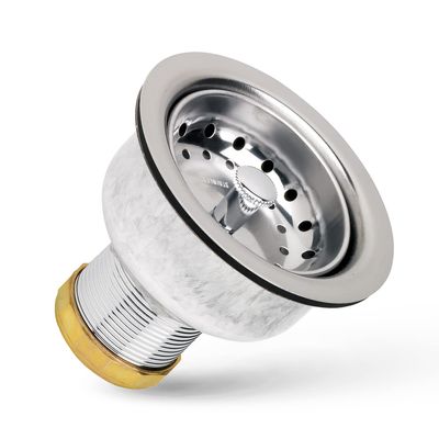 Highcraft 9753 Kitchen Sink (3-1/2 Inch) Stainless Steel Drain Assembly with Strainer Basket and Rubber Stopper Long Extended Shank (3-3/4 Inch)