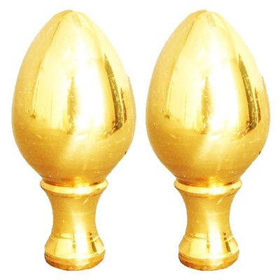 Royal Designs Egg Lamp Finial for Lamp Shade, 2.25 Inch, Polished Brass - Set of 2