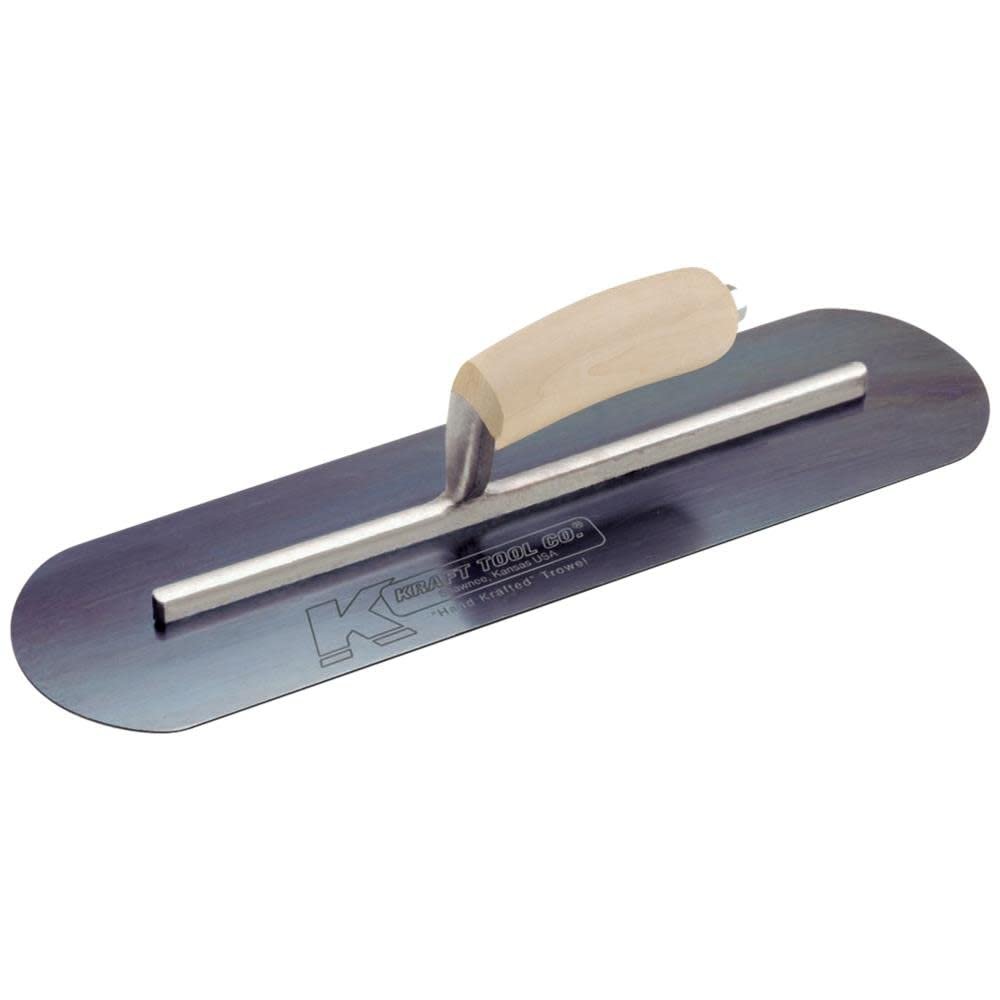 Kraft Tool CF740B Blue Steel Pool Trowel with Camel Back Wood Handle L-Shank, 20 x 5-Inch,Multi