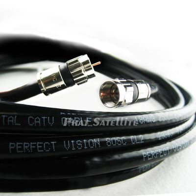 100ft Perfect Vision Solid Copper 3ghz 75 Ohm Coaxial Rg6 Directv, Dish Network, Digital Cable Tv Video Cable with Compression Rg6 Fittings