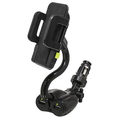 Bracketron TekGrip 12V Power Dock Mount Phone Holder Two Charging Ports Hands Free iPhone X 8 Plus 7 SE 6s 6 Samsung Galaxy S9 S8 S7 S6 Note Google Pixel 2 XL LG Nexus Sony Nokia BT1-663-2, Black