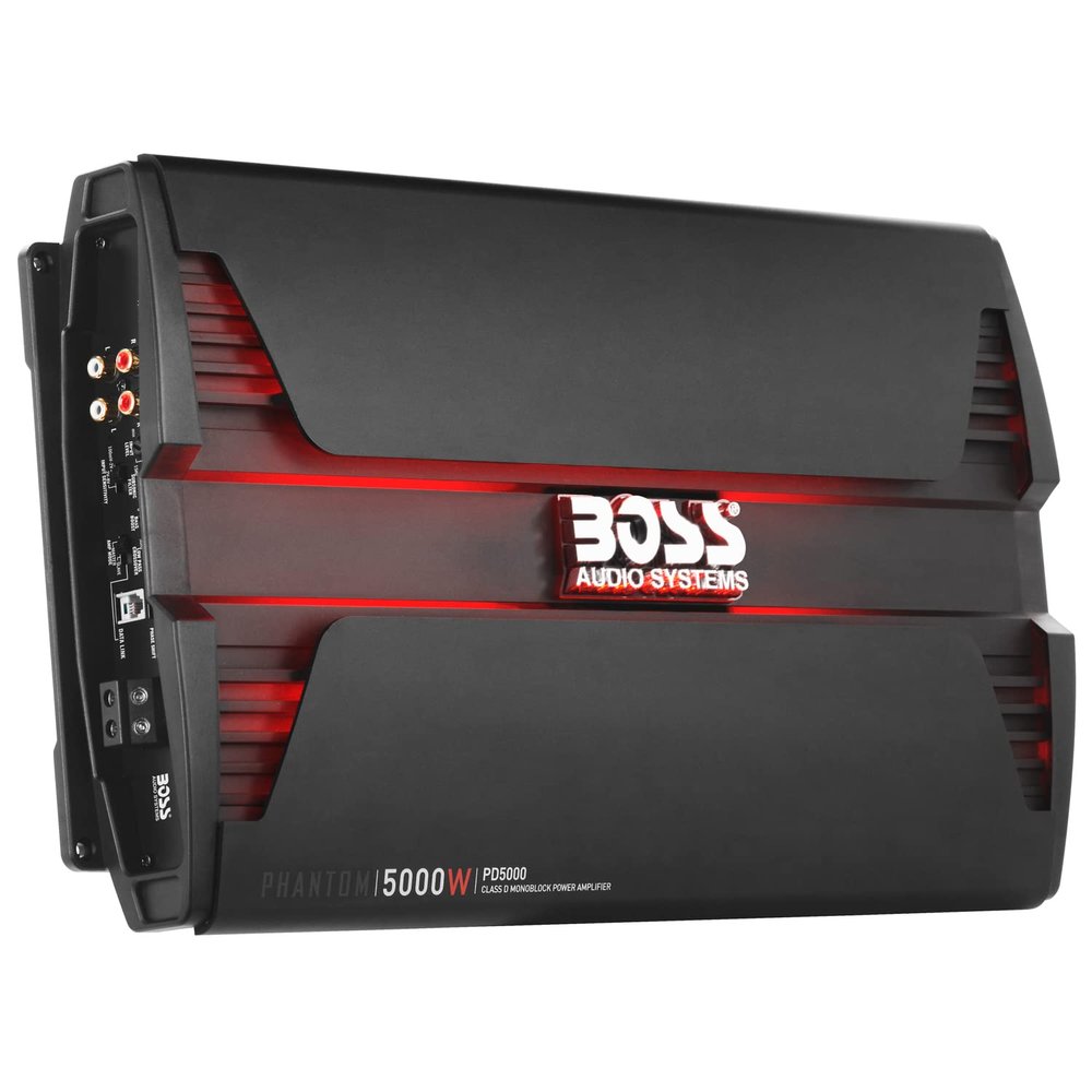 BOSS Audio Systems PD5000 Phantom 5000-Watt, 1, 2, 4 Ohm Stable Class D Monoblock Car Amplifier with Remote Subwoofer Control