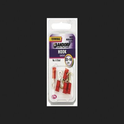 JANDORF SPECIALTY HARDWARE 60957 Hook Terminal, 22-18 Awg, Insulated, Red?