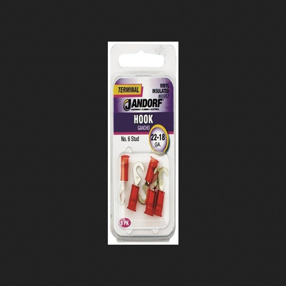 JANDORF SPECIALTY HARDWARE 60957 Hook Terminal, 22-18 Awg, Insulated, Red?
