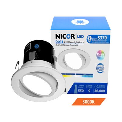 NICOR Lighting 4 inch LED Gimbal Downlight Retrofit Kit in 3000K (DLG4-10-120-3K-WH)