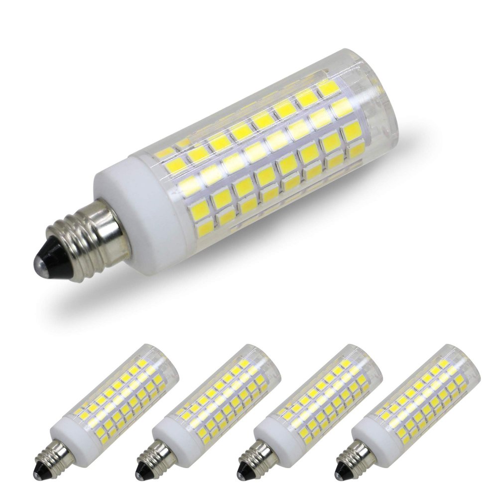 [4-Pack] E11 LED, All-New (102LEDs) E11 Led Bulbs, 8W 75W-100W Equivalent, 850 LM, Daylight 6000K, Dimmable,E11 Mini Candelabra Base, JD T3/T4 360 Degree Beam Angle for Indoor Decorative Lighting.
