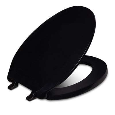 Centoco Black Toilet Seat Elongated, Toilet Seat Cover, Closed Front with Cover, Commercial, Heavy Duty Hinge and Stainless Steel Hardware, Plastic, Made in the USA, DS800STS-407