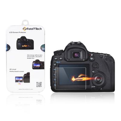 Foto&Tech Premium Quality Tempered Precision Optical Glass Screen Protector Compatible with Canon 80D/70D/T5i LCD with Scratch Proof 9H Hardness,HD,Ultra Clear,100% TOUCHSCREEN SENSITIVITY,Slim