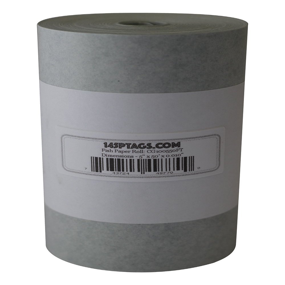 145P Tags CG100550FT Electrical Insulating Fish Paper, 5" x 50' x 0.01", Light Grey