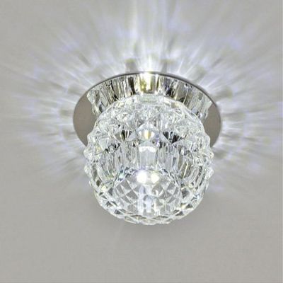 LUMINTURS 5w LED Pure White Crystal Ceiling Recessed Light Fixture 4 INCH Modern Decor Flush Mounted Lamp