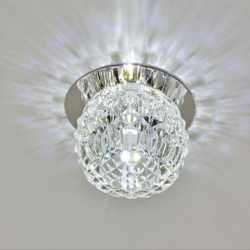 LUMINTURS 5w LED Pure White Crystal Ceiling Recessed Light Fixture 4 INCH Modern Decor Flush Mounted Lamp