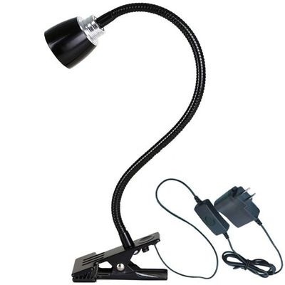 LUMINTURS(TM 3W LED Clip Clamp Lamp Desk Book Light Gooseneck Flexible Pipe ON/Off Button Black Shell