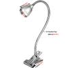 LUMINTURS(TM 3W LED Clip Clamp Lamp Desk Book Light Gooseneck Flexible Pipe ON/Off Button Silver Shell view 2