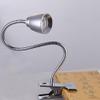 LUMINTURS(TM 3W LED Clip Clamp Lamp Desk Book Light Gooseneck Flexible Pipe ON/Off Button Silver Shell view 3