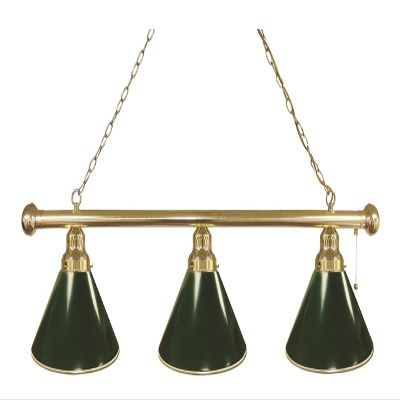 HBS Green 3 Shade Billiard Light with Brass Fixture by The Holland Bar Stool Co.