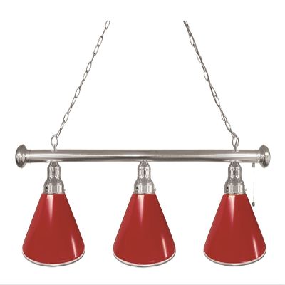 Holland Bar Stool Co. Red 3 Shade Billiard Light with Chrome Fixture by The