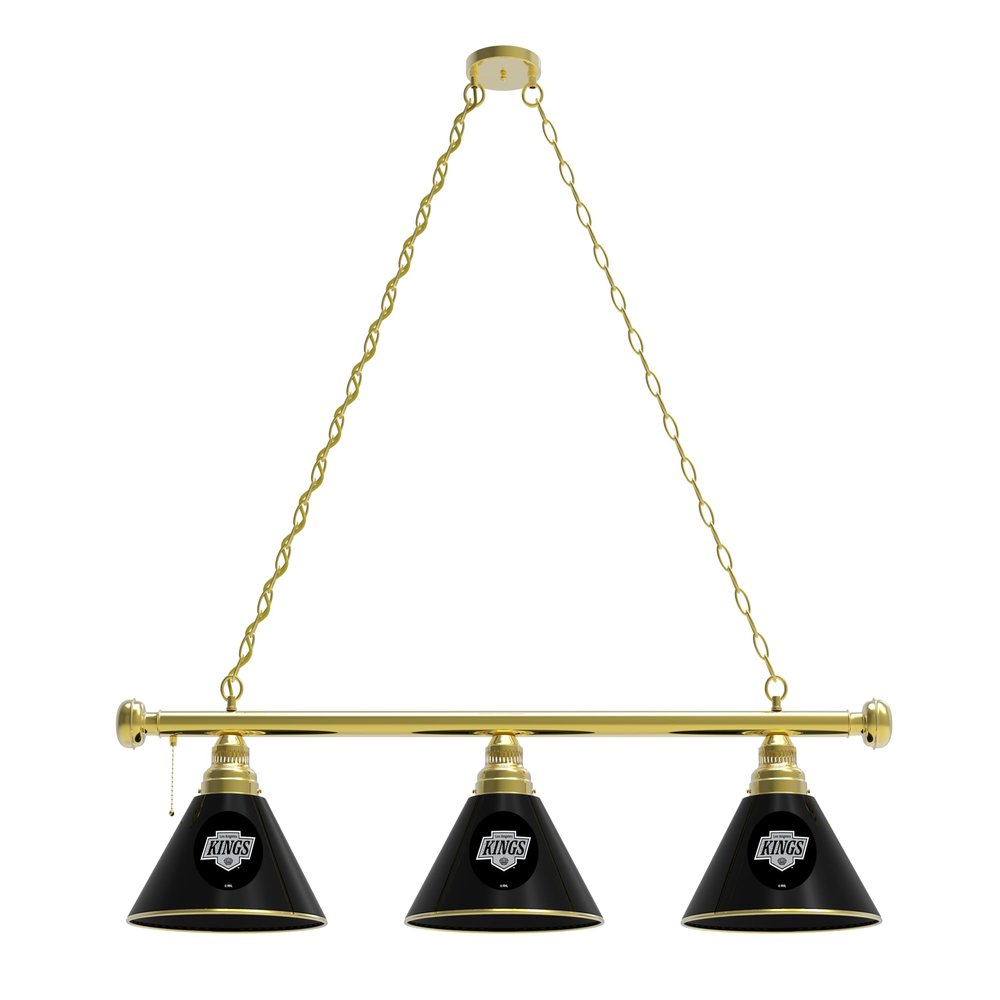 HBS Los Angeles Kings 3 Shade Billiard Light with Brass Fixture by Holland Bar Stool