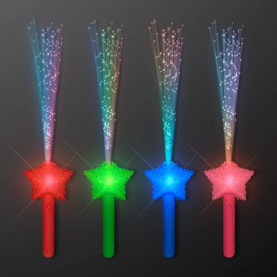 Set of 4 Assorted Star Fiber Optic Light Up Wands