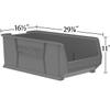 Akro-Mils 30293 Super-Size AkroBins Plastic Storage Bins, Space-Saving Stackable Bins for Garage, Classroom, Warehouse Organization, 30" L x 16" W x 11" H, Grey, 1-Pack view 3