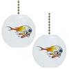 Set of 2 Flaming Skull Ceramic Fan Pulls view 1