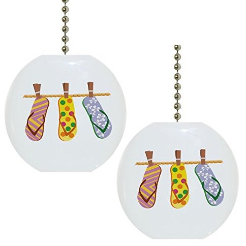 Set of 2 Flip Flops Solid Ceramic Fan Pulls